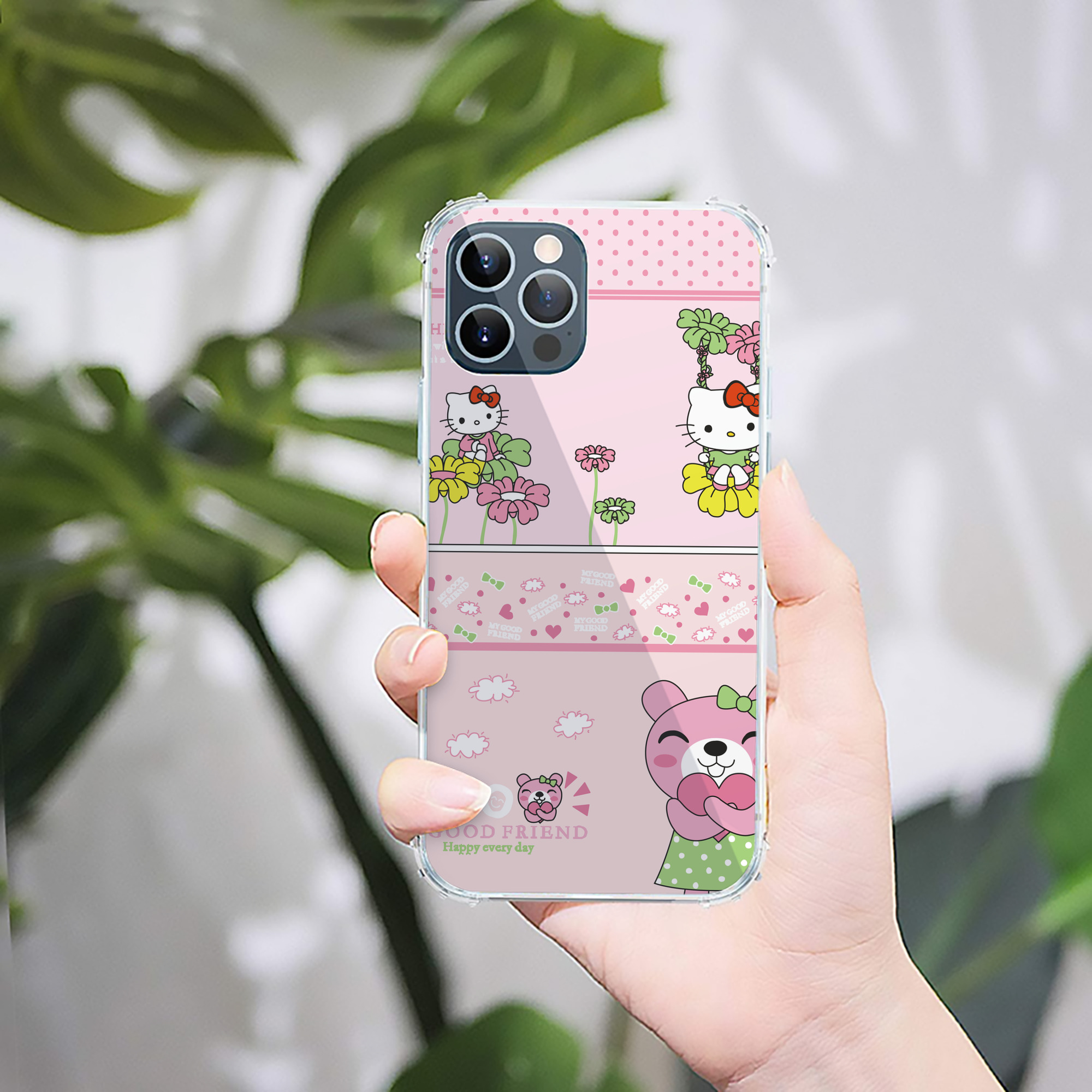 （画像用） Hello Kitty ハローキティ 【iPhone 12シリーズ対応】透明スマホケース（クリアソフトケース）